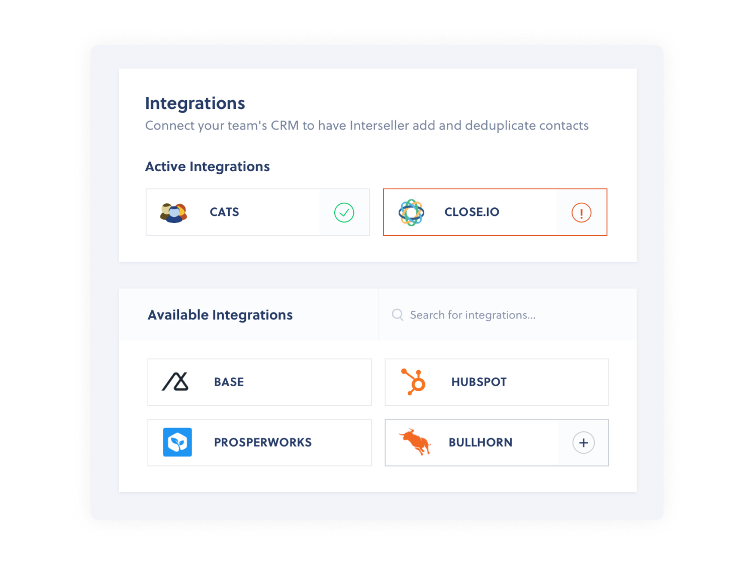 Interseller - dashboard design